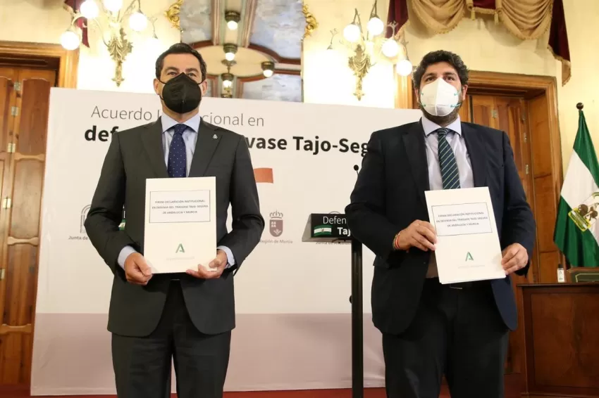 Andalucía y Murcia estarán "unidas" contra el "cierre" del trasvase Tajo-Segura y reclaman "diálogo"