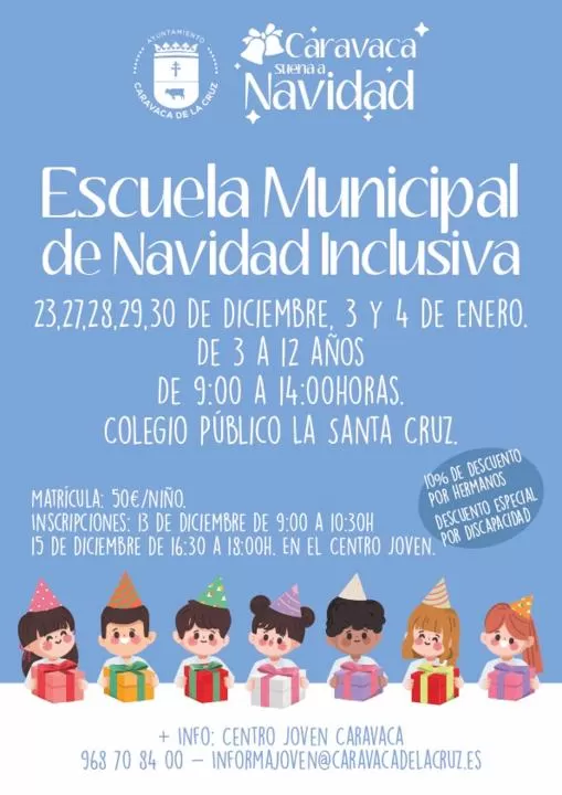 Caravaca contará en Navidad con una Escuela Municipal para facilitar la conciliación
