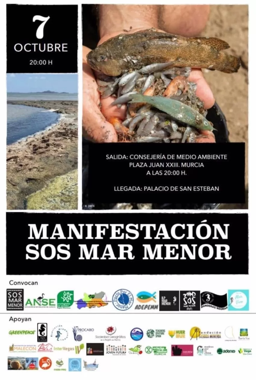 Convocan en octubre en Murcia una manifestación para exigir soluciones "reales" para el Mar Menor