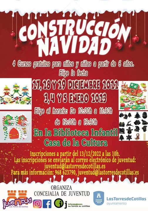 Cuatro talleres navideños de construcción en Las Torres de Cotillas