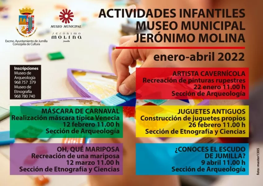 El Ayuntamiento de Jumilla programa cinco actividades infantiles en los museos para el primer cuatrimestre del año