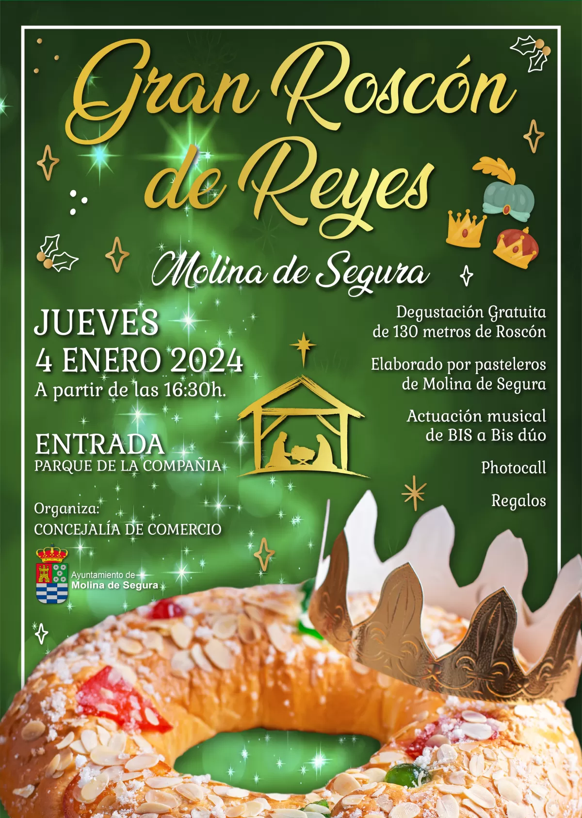 El Ayuntamiento de Molina invita a degustar este jueves un Roscón de Reyes de 130 metros