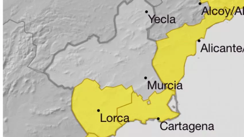 El Campo de Cartagena y Mazarrón estarán en alerta amarilla por lluvias hasta este domingo