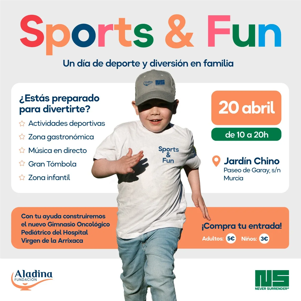 El evento solidario ‘Sports & Fun’ busca recaudar fondos para crear un gimnasio pediátrico oncológico en La Arrixaca