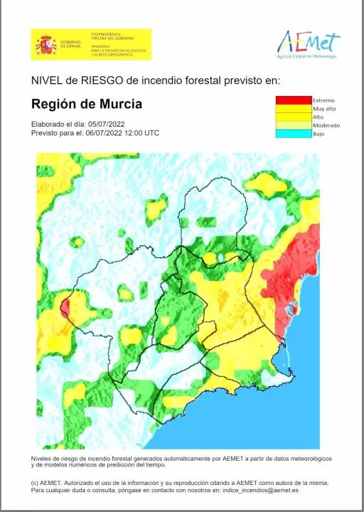 El riesgo de incendio forestal previsto para este miércoles es alto en el litoral este y Vega Alta