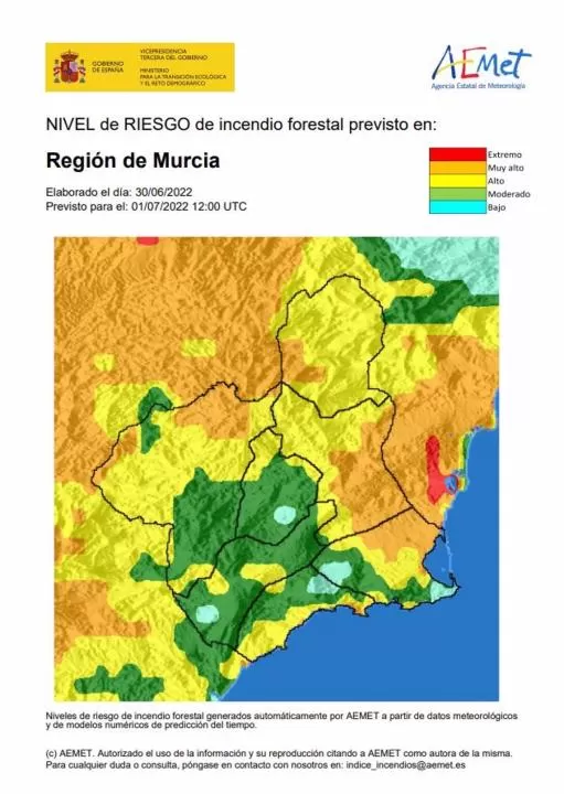 El riesgo de incendio forestal previsto para este viernes es alto en Altiplano, Noroeste, litoral este y Vega Alta