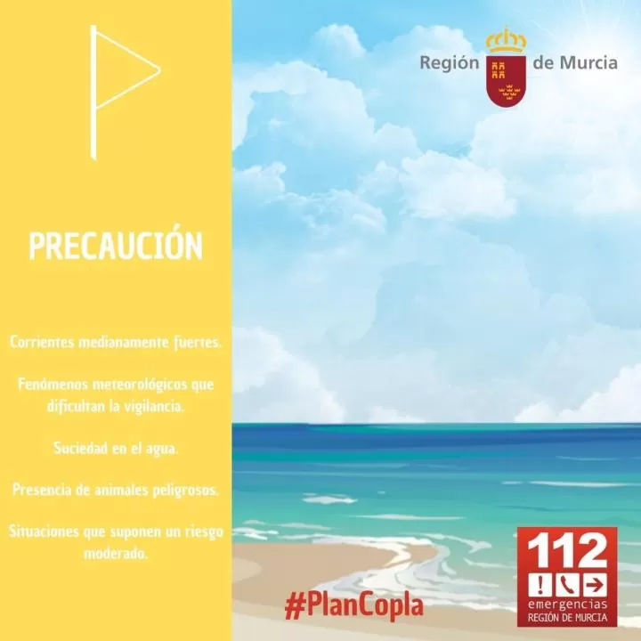 Elevan a 13 los puestos de vigilancia en playas de la Región con bandera amarilla