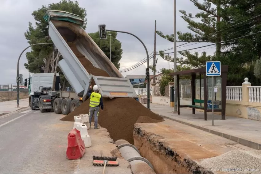 Las obras para la ampliación de la red de pluviales en El Albujón avanzan a buen ritmo