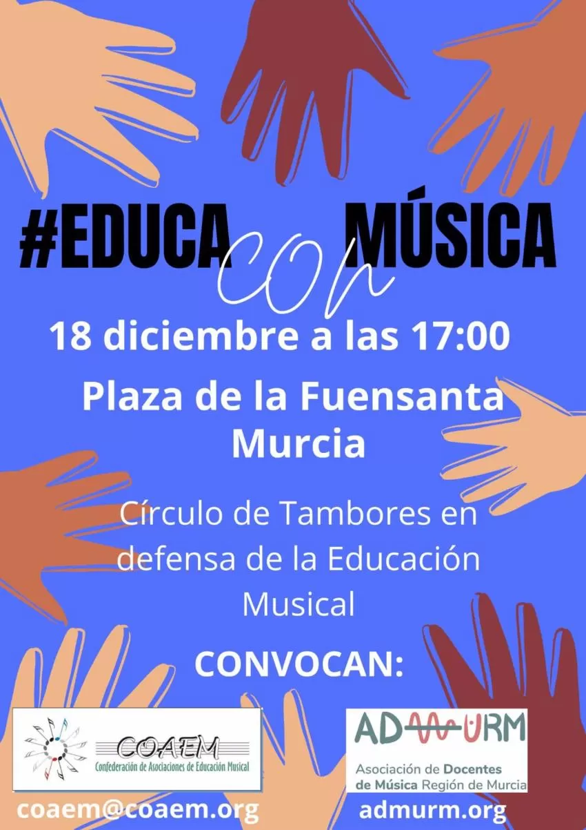 Los docentes de Música protestan con una 'tamborada' por la "escasa presencia" de esta materia en Primaria y Secundaria
