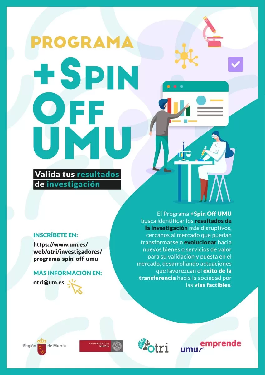 Nacen cuatro empresas de base tecnológica desde la UMU gracias al programa '+Spin off'