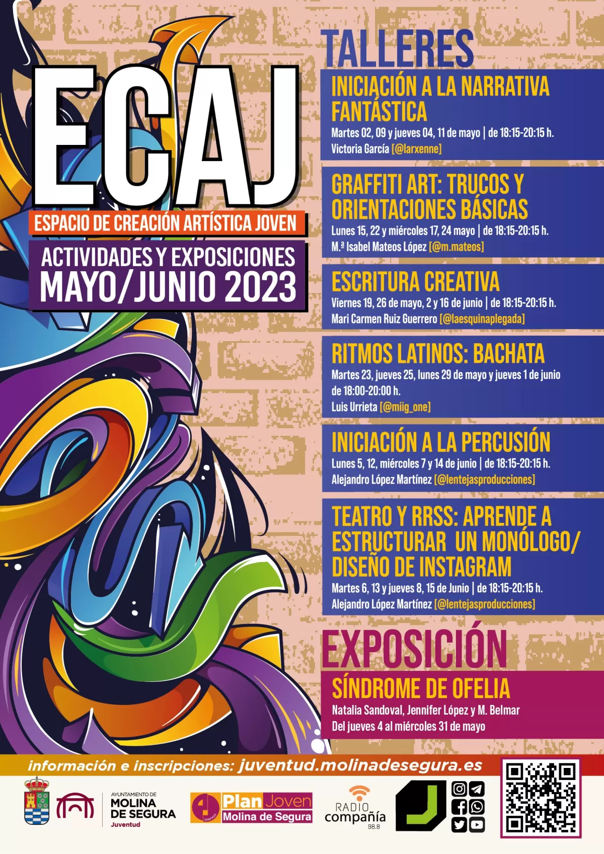 Nueva oferta de actividades del Espacio de Creación Artística Joven de Molina de Segura 