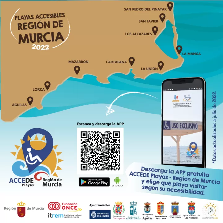¿Cuáles son las playas accesibles para personas con discapacidad en la Región de Murcia?