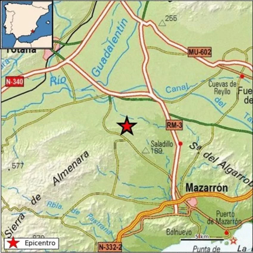 Registrados cuatro terremotos en Totana, Mazarrón y Abanilla en las últimas 24 horas