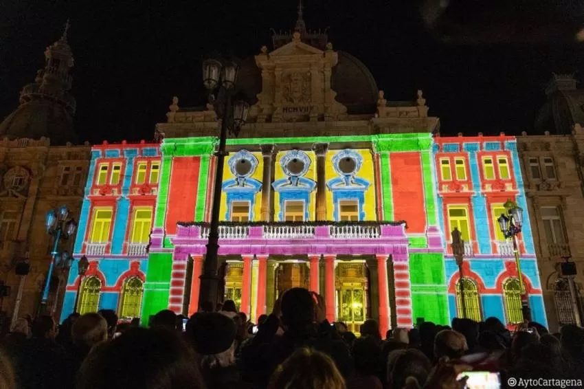 Un video mapping sobre la fachada del Palacio Consistorial arropará el pregón de Carthagineses y Romanos
