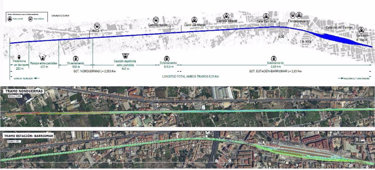 Planta general de las obras de soterramiento en Murcia - ADIF AV