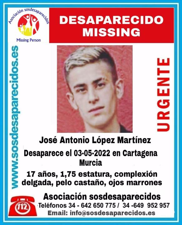Buscan a un joven de 17 anos desaparecido desde este viernes en cartagena